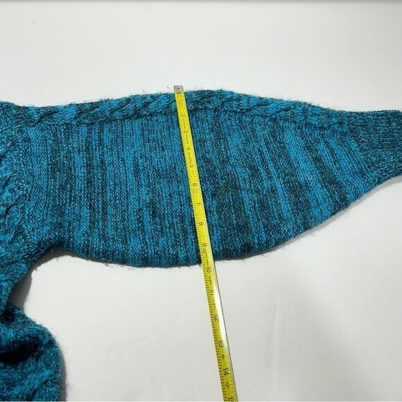 Sleeping On Snow Alpaca Wool Sweater Off The Shoulder Turquoise Cable Knit XL - Picture 12 of 15